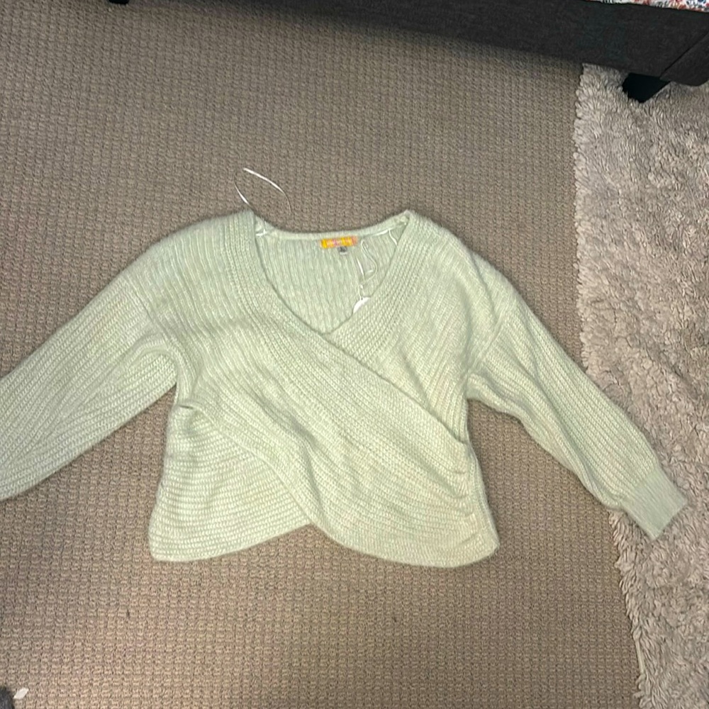 Never worn, Urban Outfitters sweater. Teal and white color. Size Large.